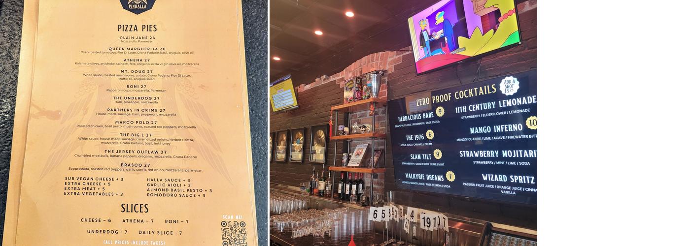 Pinhalla Pinball Pizzeria Menu