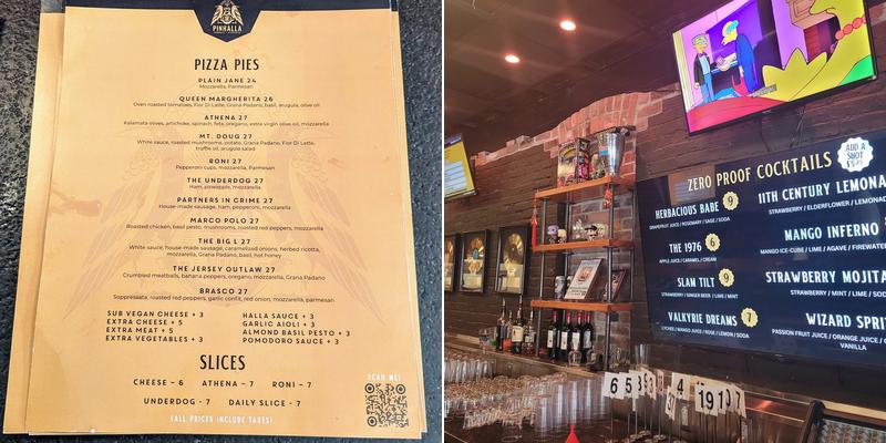 Pinhalla Pinball Pizzeria Menu