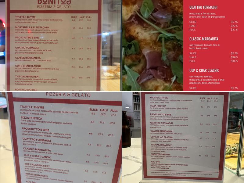Bonito's Pizzeria & Gelato Menu