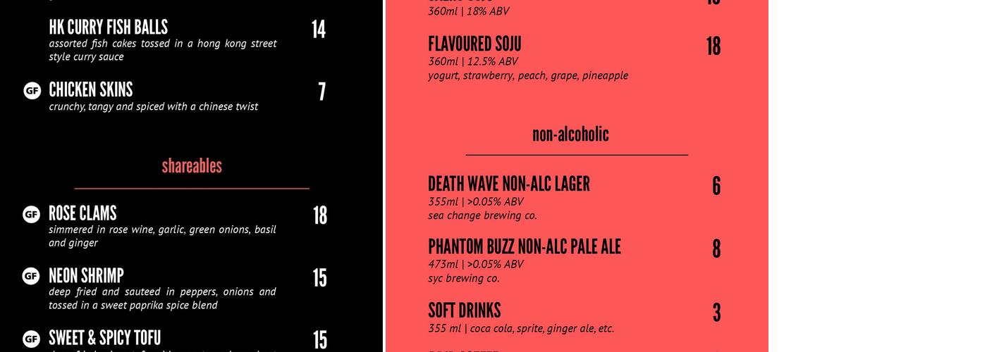 Siu Yeh Late Night Bar and Grill Menu