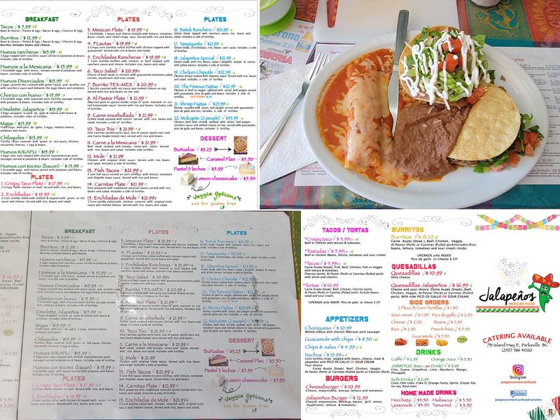 Jalapeños Mexican Food Parksville Menu