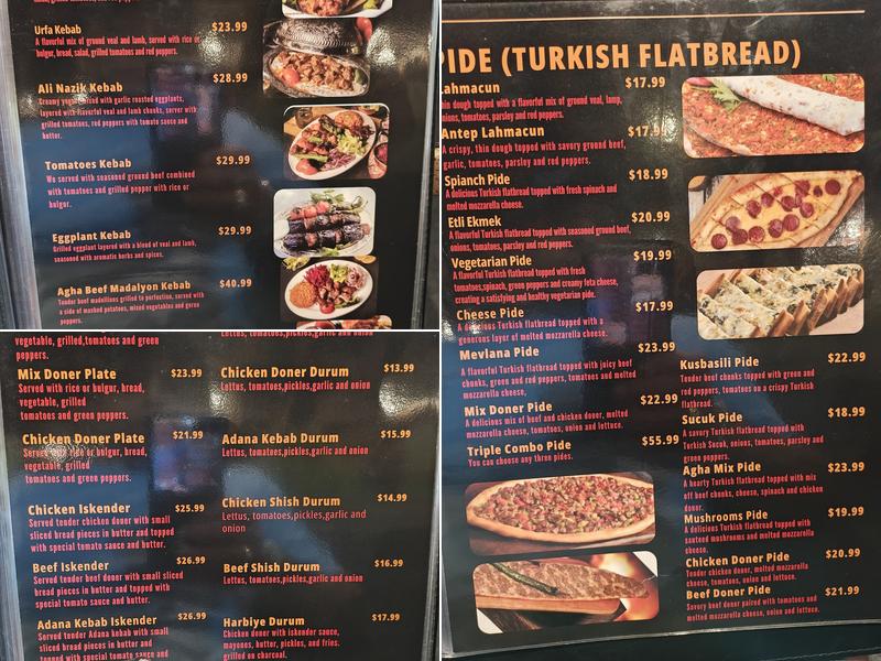 AGHA Restaurant Waterloo Menu