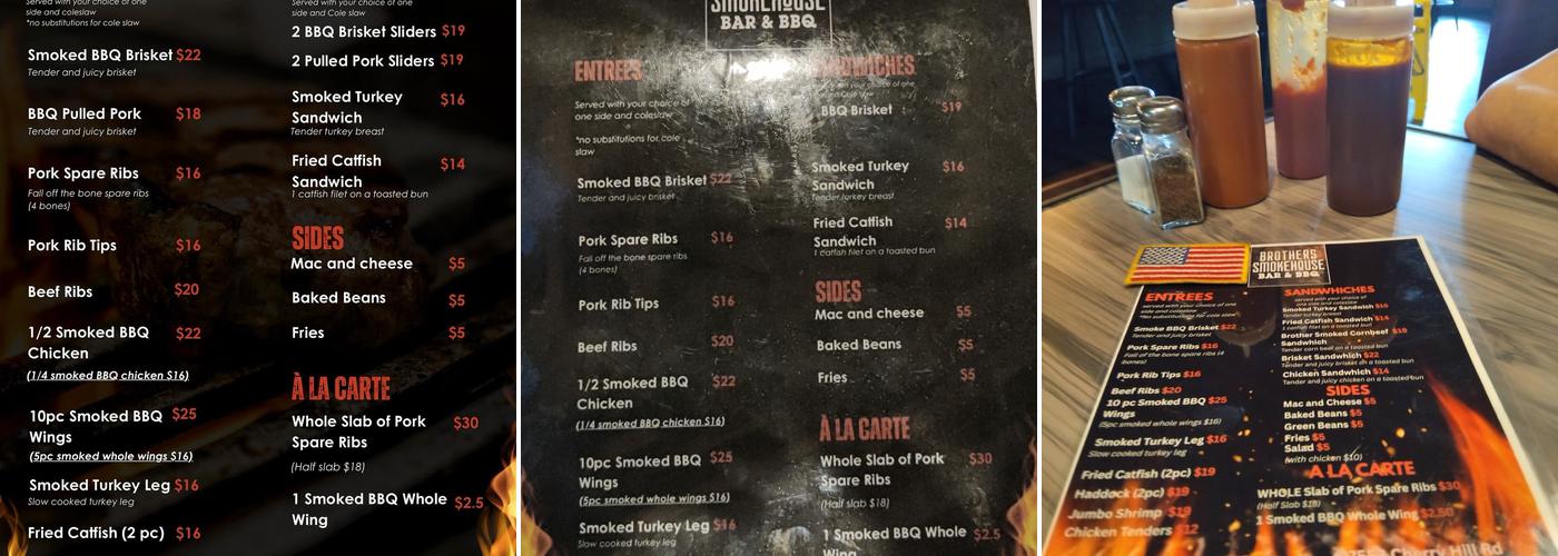 Brothers Smokehouse Bar and BBQ Menu