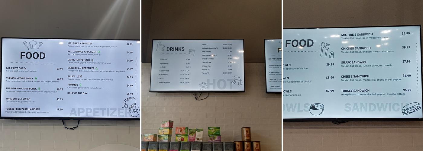 Mr Fire's Kitchen. Coffee Desert Menu