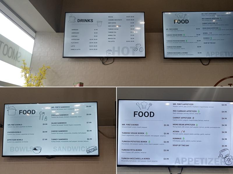 Mr Fire's Kitchen. Coffee Desert Menu