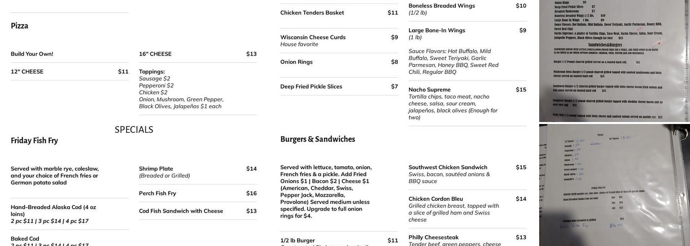 The Drinking Well Menu