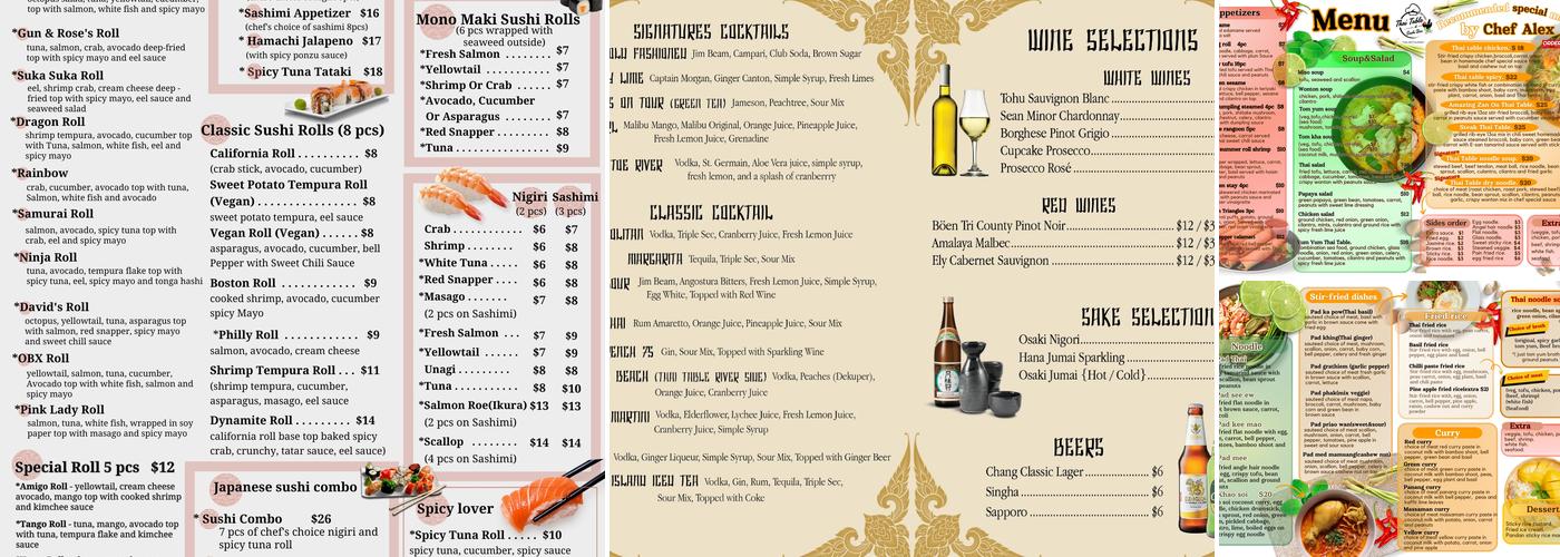 Thai Table & Sushi Bar Menu