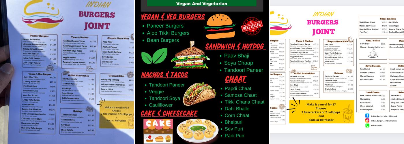 Indian Burgers Joint- White Rock Menu