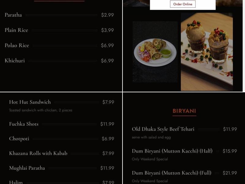 Khazana Queen Menu