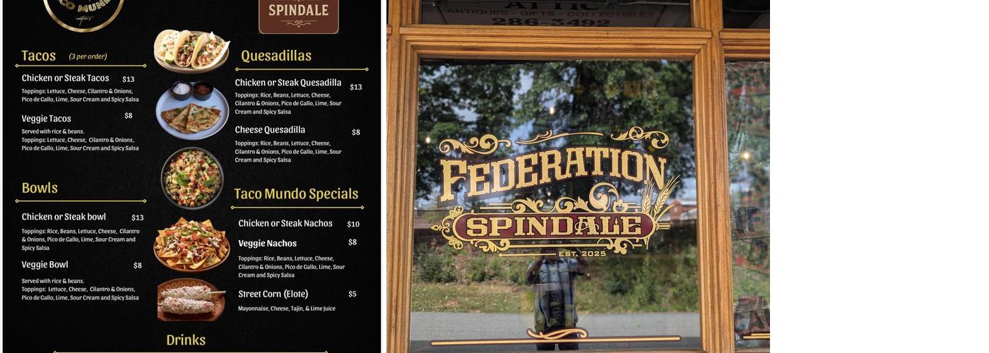 Federation Spindale Menu