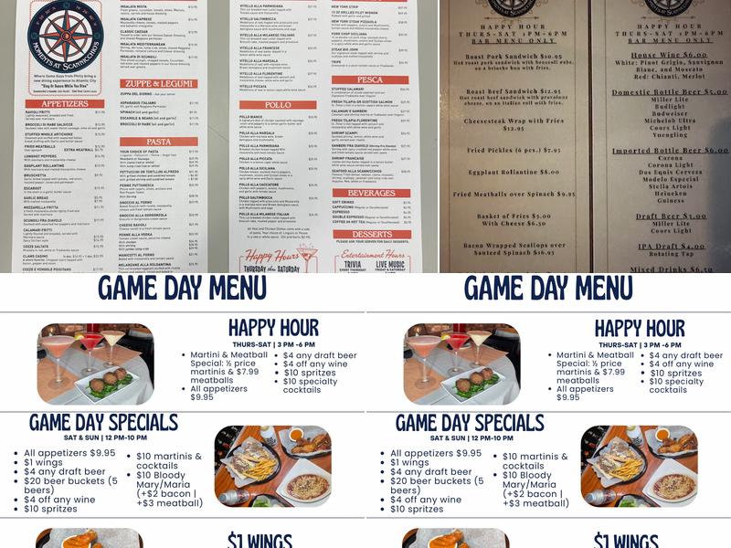 Moments at Scannicchio’s Menu