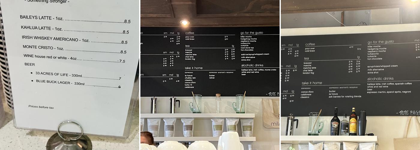 Milano Espresso Lounge Menu