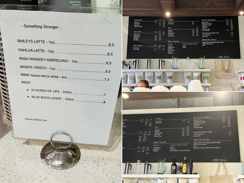 Milano Espresso Lounge Menu