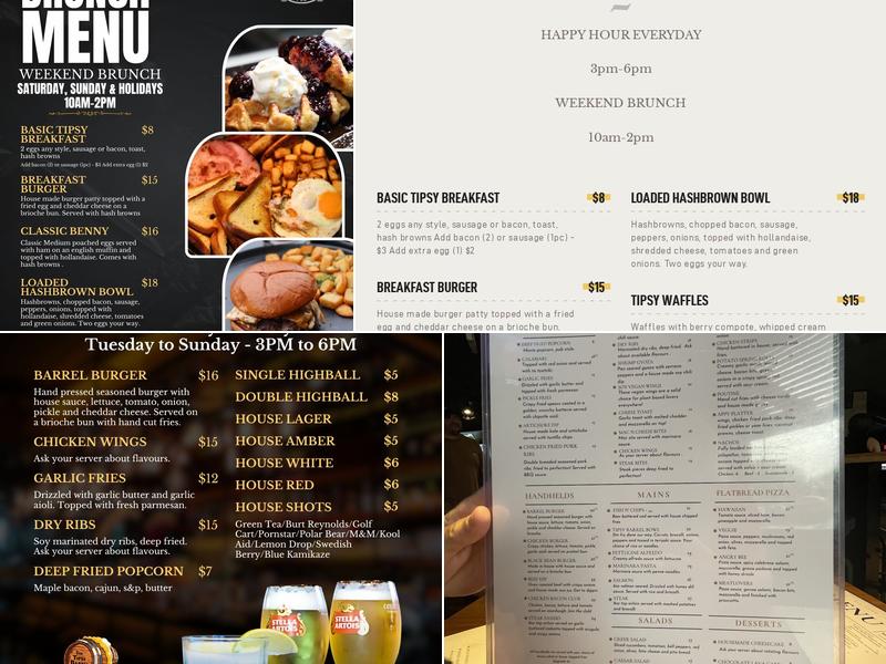 The Tipsy Barrel Pub Menu