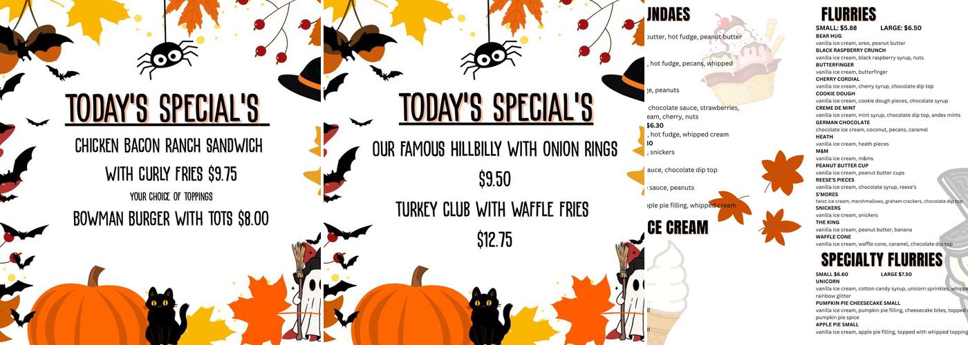 Bowman’s Drive-In Menu