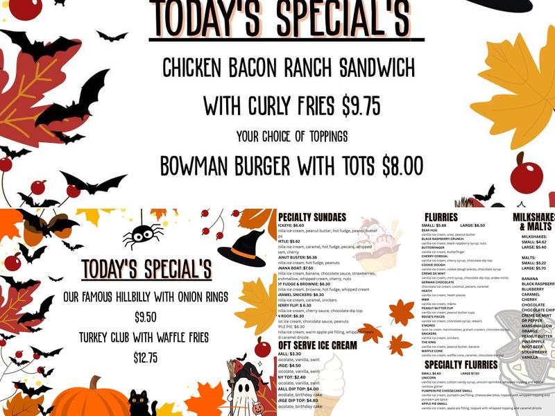 Bowman’s Drive-In Menu