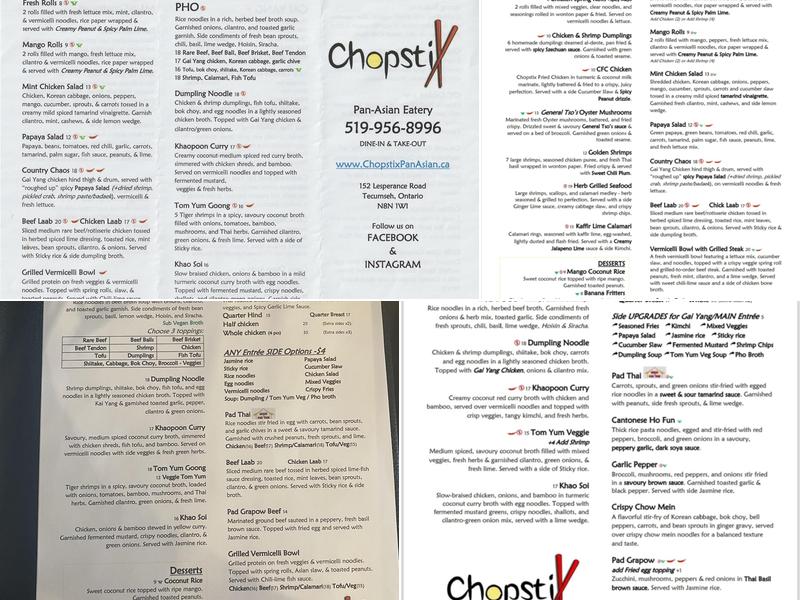 Chopstix Pan-Asian Eatery Menu