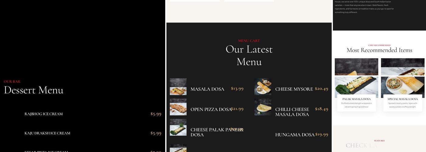 The Fancy Dosa House Menu