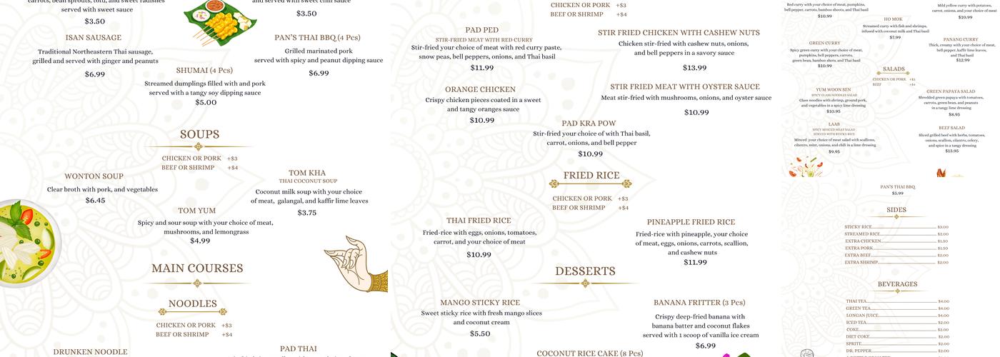 Pan's Thai Menu