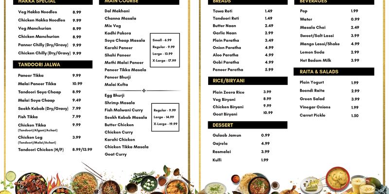 Airport Sweets & Tandoori Menu