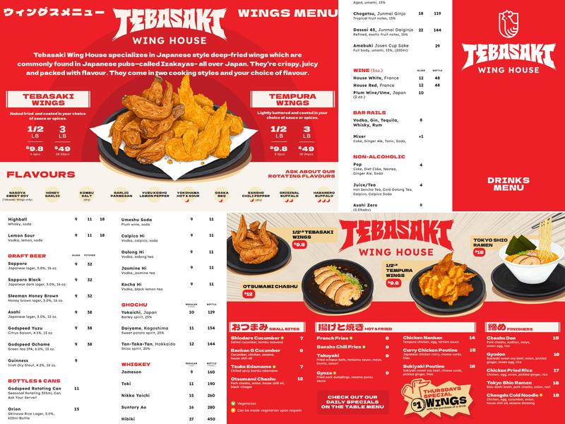 Tebasaki Wing House Menu