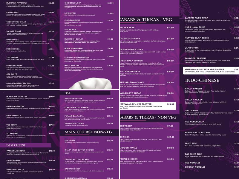 Kurrywala Indian Restaurant Burnaby Menu