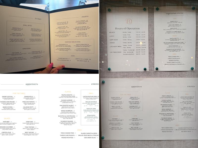 The Berczy Tavern Menu