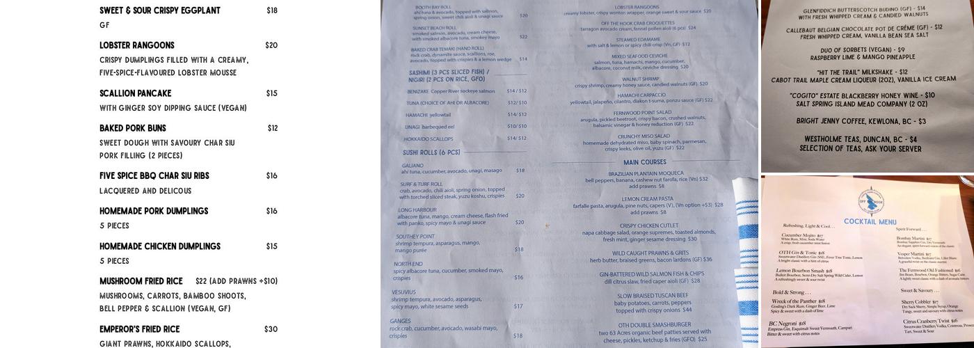 Off The Hook - Coastal Cuisine & Sushi Bar Menu