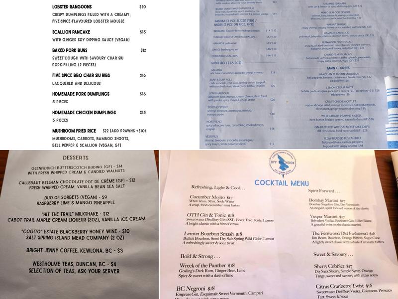 Off The Hook - Coastal Cuisine & Sushi Bar Menu