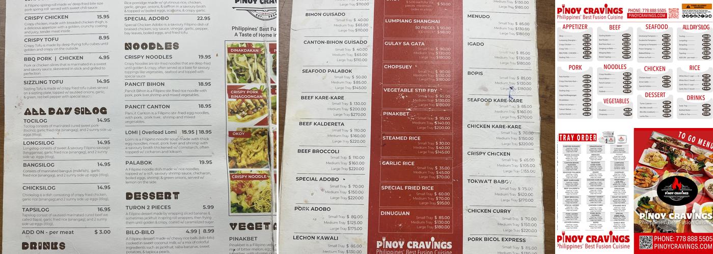 Pinoy Cravings Menu