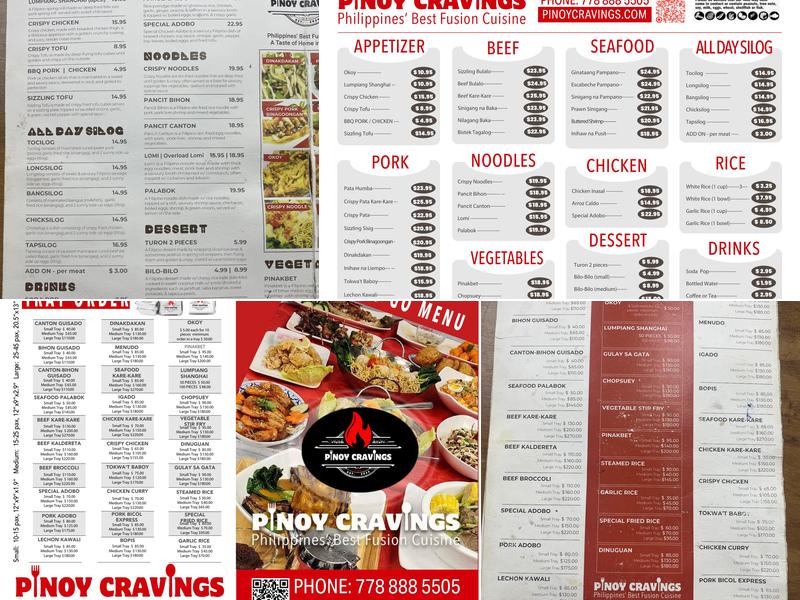 Pinoy Cravings Menu