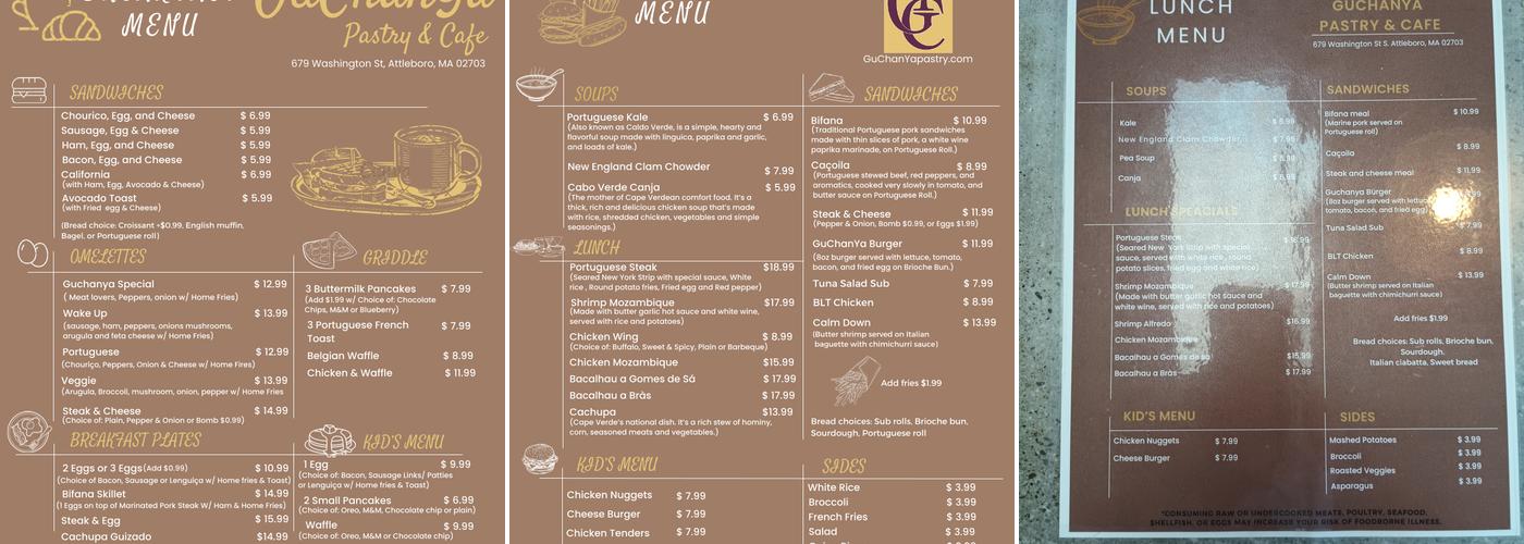 GuChanYa Pastry & Cafe Menu