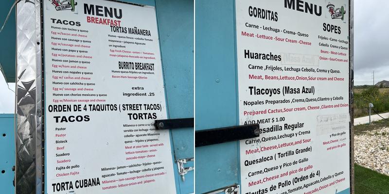 Taqueria mis chilangos Menu