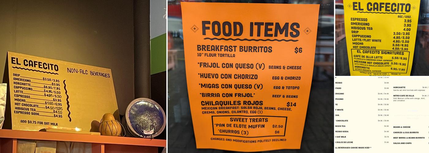 El Cafecito Menu