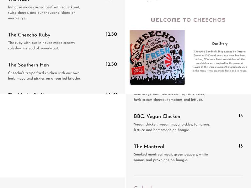 Cheecho's Sandwich Shop Menu