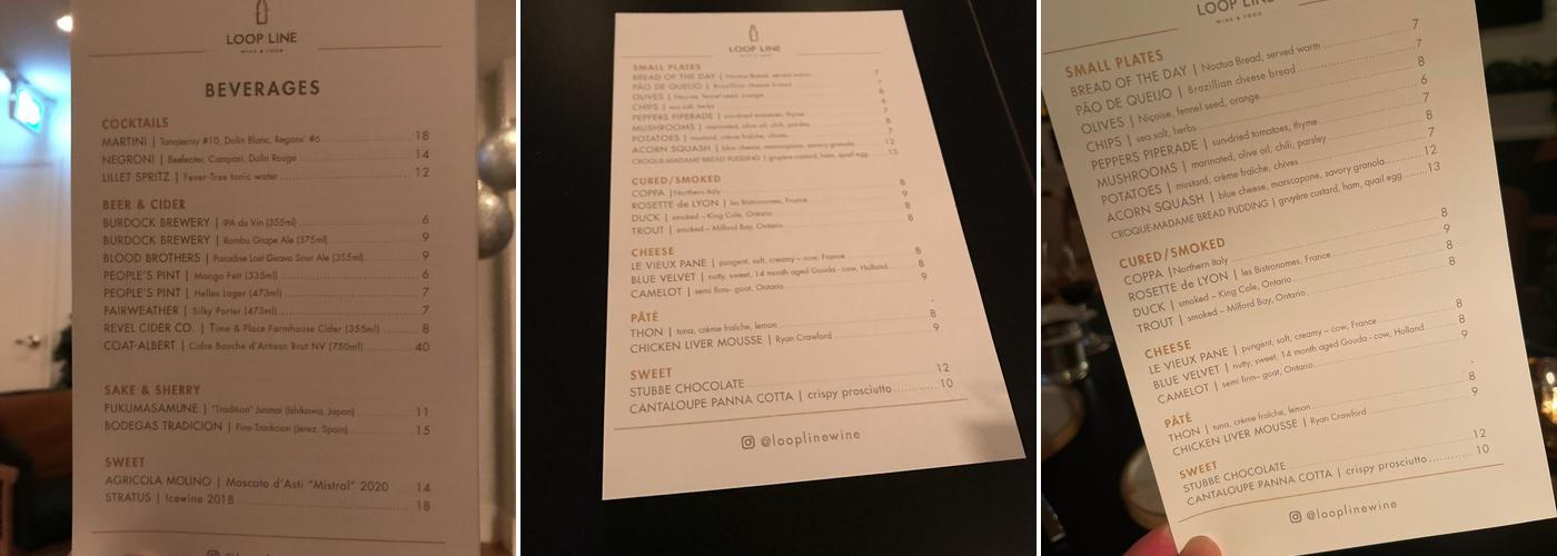 LOOPLINE | bottle shop & wine bar Menu