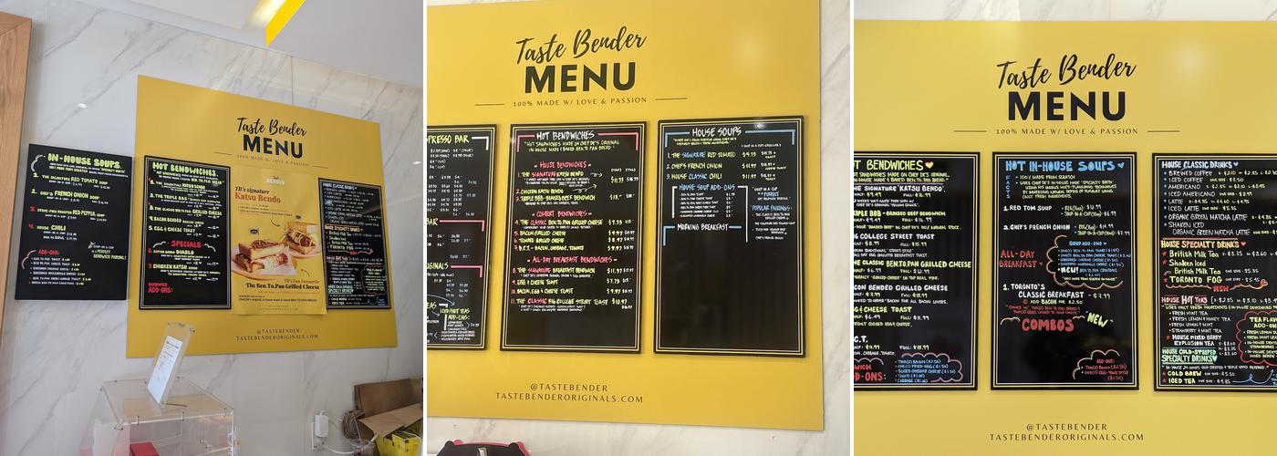 Taste Bender Menu