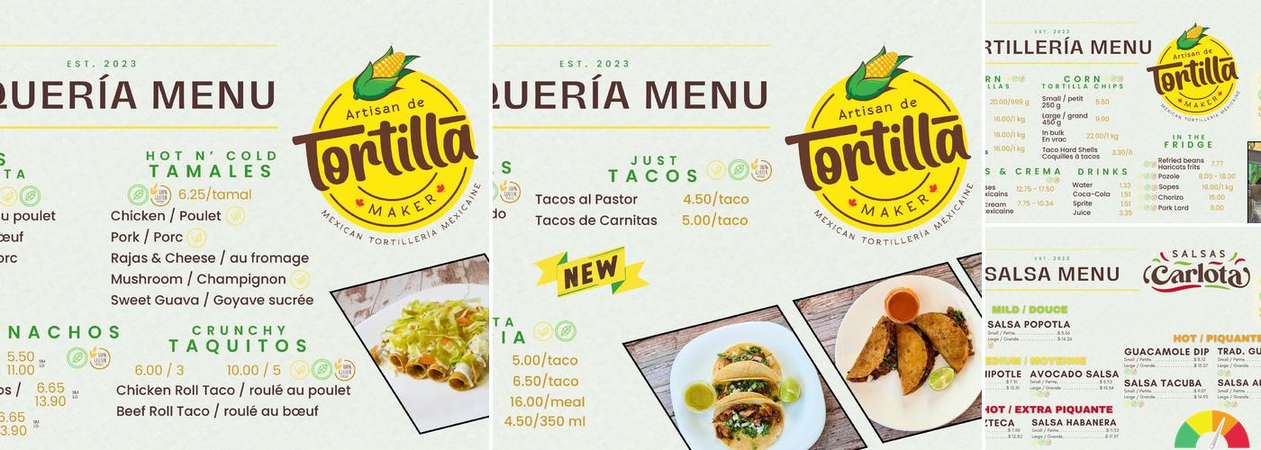 The Tortilla Maker of Canada Menu