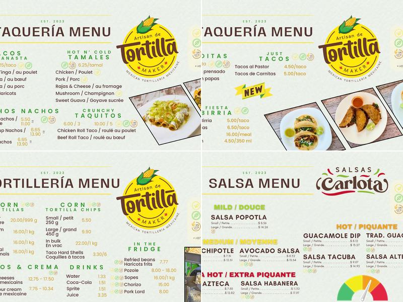 The Tortilla Maker of Canada Menu