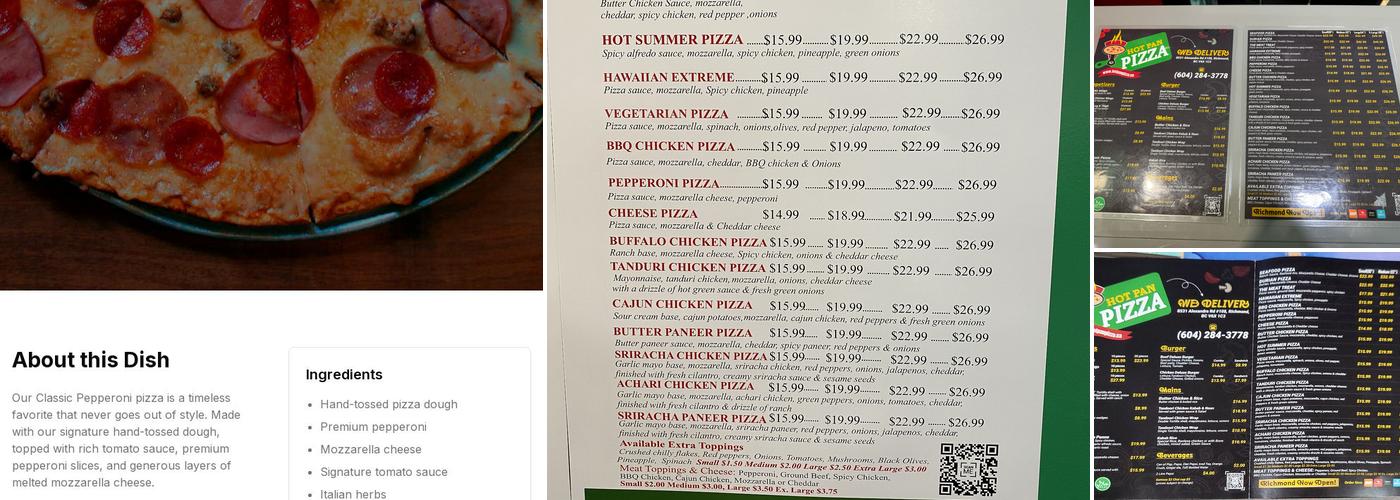 Hot Pan Pizza Richmond Menu