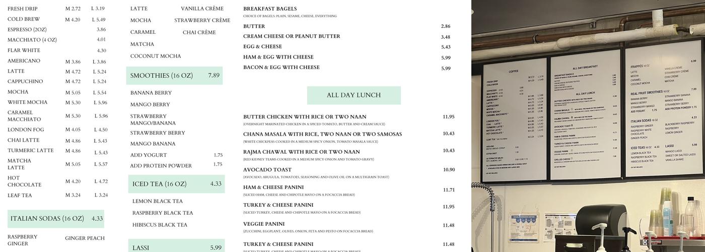 Renaissance Coffee Menu