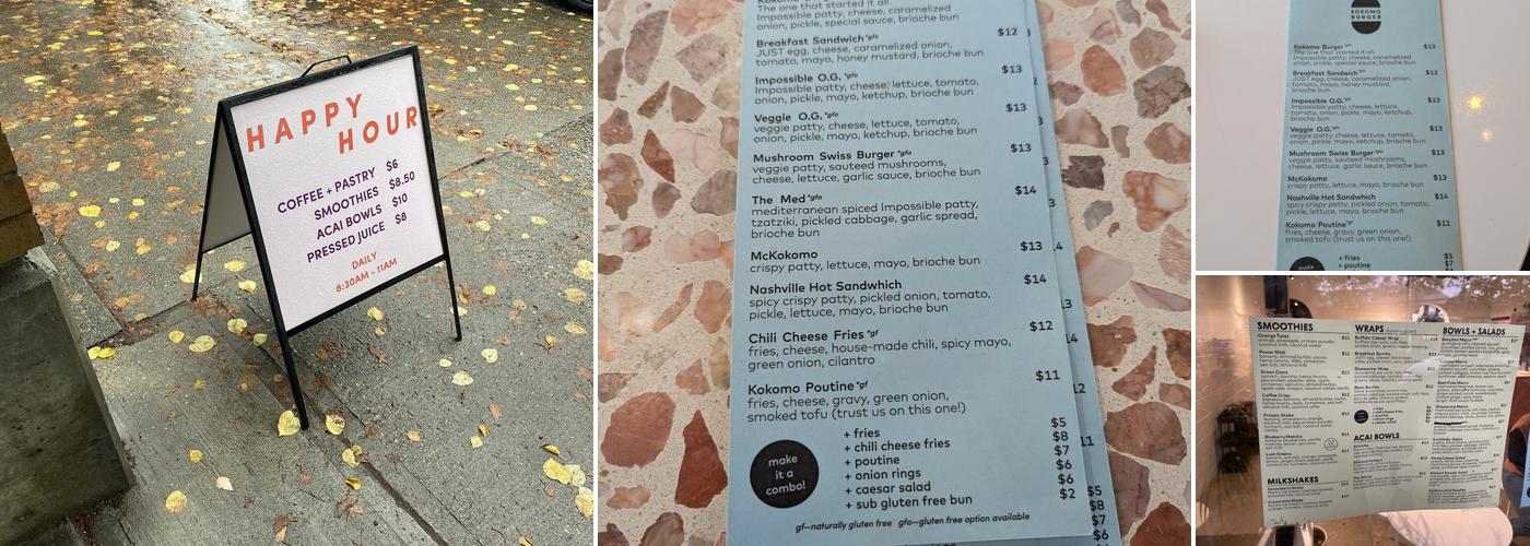 Kokomo Menu