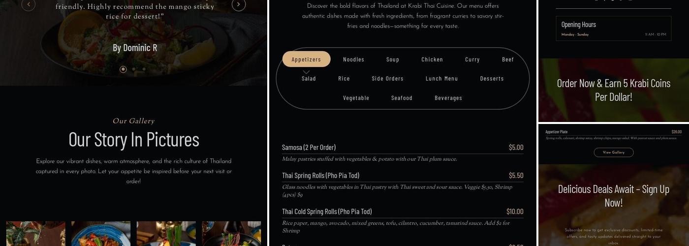 Krabi Thai Cuisine Menu