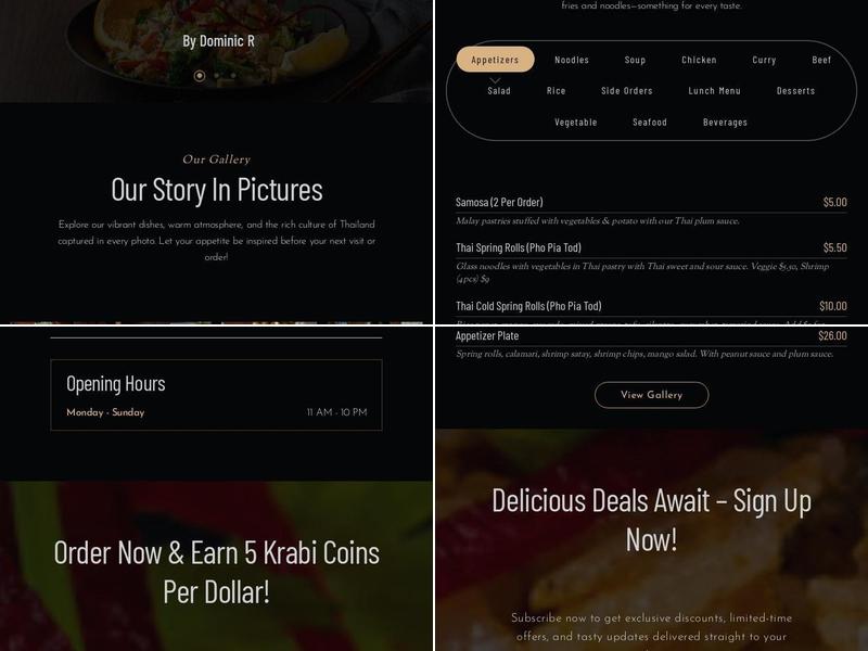 Krabi Thai Cuisine Menu