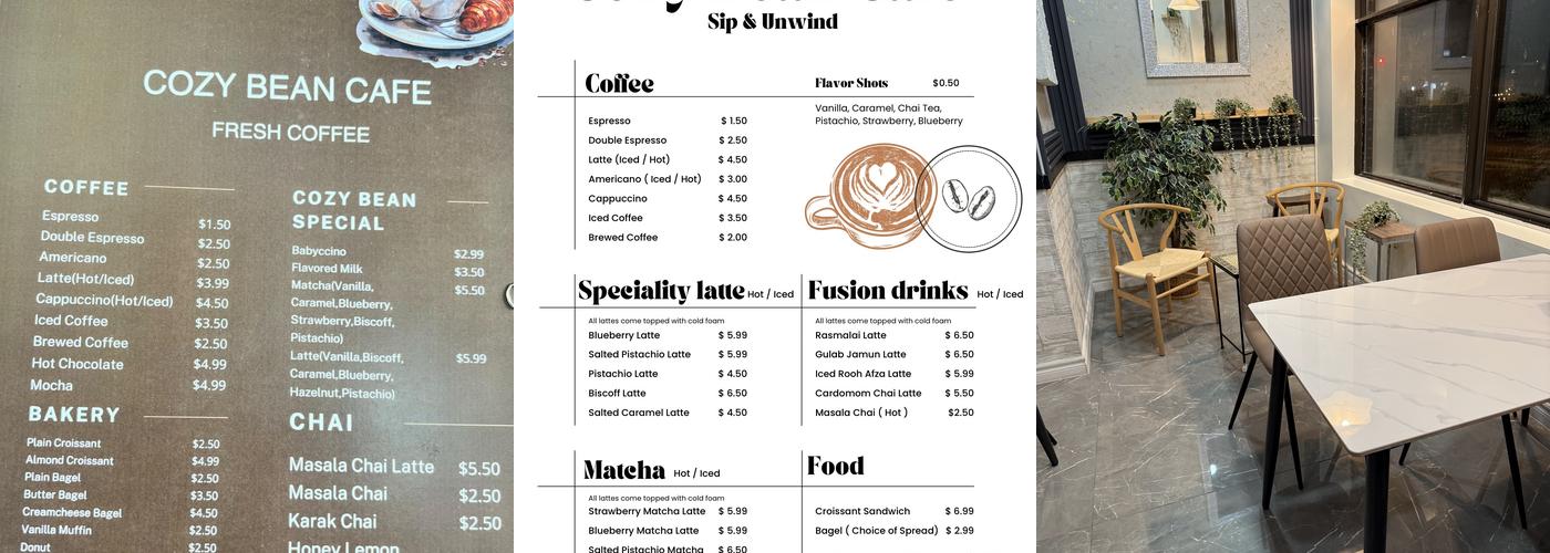 Cozy Bean Café Danforth Menu