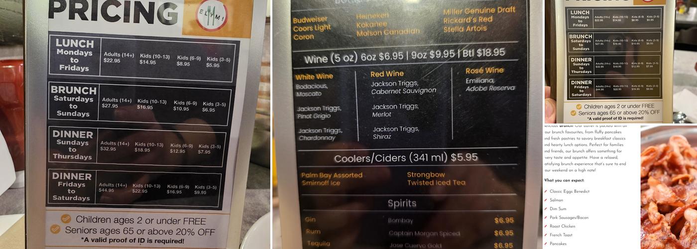 ELYMI Family Buffet Restaurant Menu