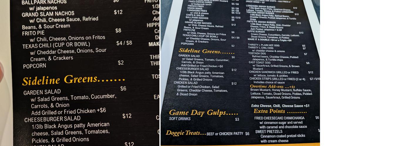 The Thirsty Longhorn Menu