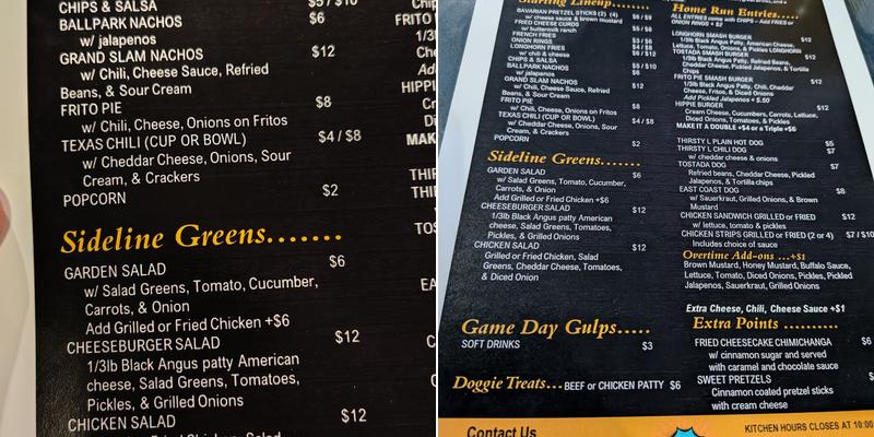 The Thirsty Longhorn Menu