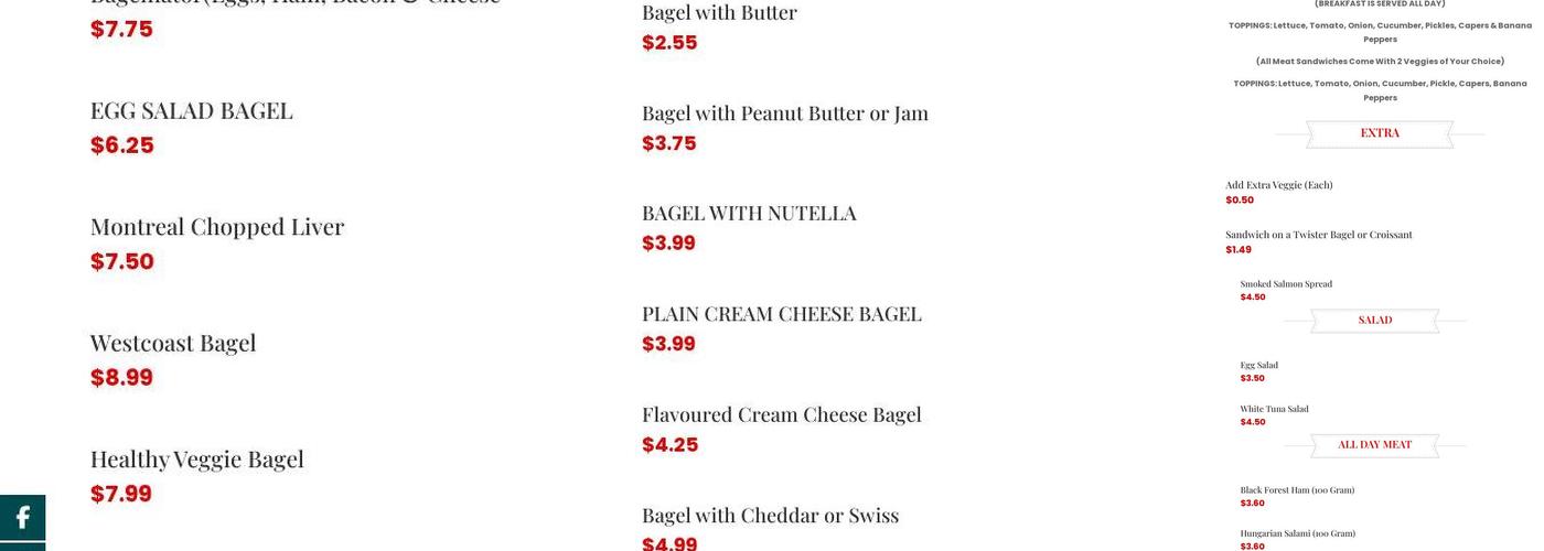 Old Bagel House Menu