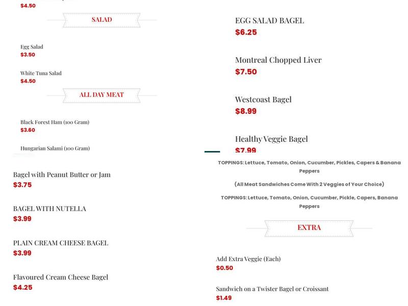 Old Bagel House Menu